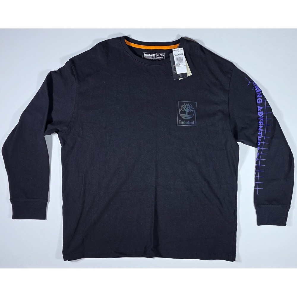 Timberland Men's XL Black Bring Adventure To Light Long Sleeve Graphic Tee NWT